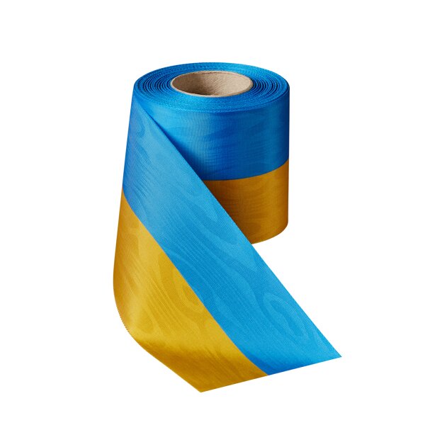 Moir&eacute; Nationalband blau-gelb 125mm / 25m